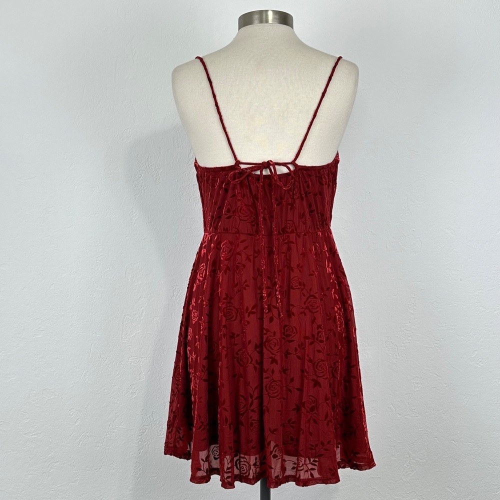 Y2K Fairy Grunge Romantic Goth Prom Mini Dress Sz Large Floral Velvet Burnout - Picture 5 of 8
